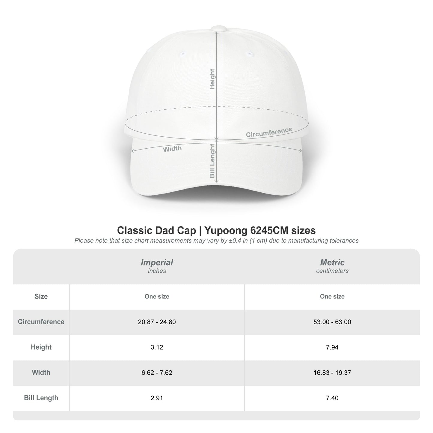 I Said What I Said dad hat size chart — one size fits most by Leela's Ink