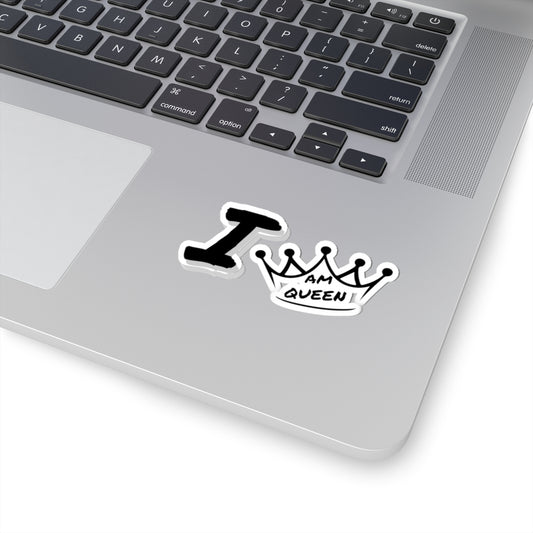 I Am Queen Crown Sticker — Feminine Empowerment Kiss‑Cut Decal