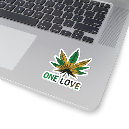 One Love Cannabis Leaf Sticker – Kiss‑Cut Vinyl Decal Leela's Ink