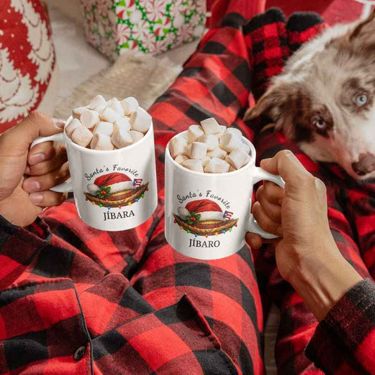 Santa’s Favorite Jíbara & Jíbaro Christmas Mug Set of 2