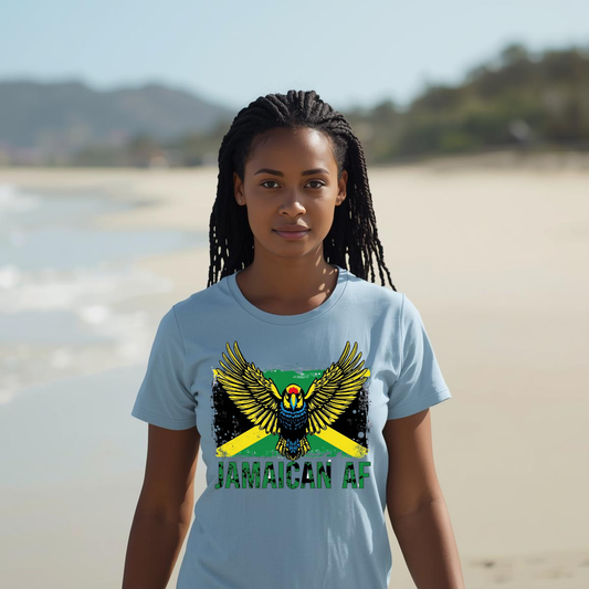 Jamaican AF T‑Shirt - Reggae Parrot Flag Graphic Tee