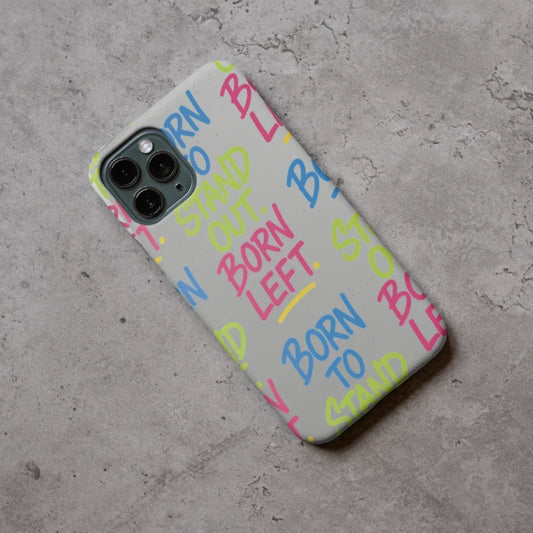 Born to Stand Out. Born Left. – Clear Statement Phone Case Leela's Ink