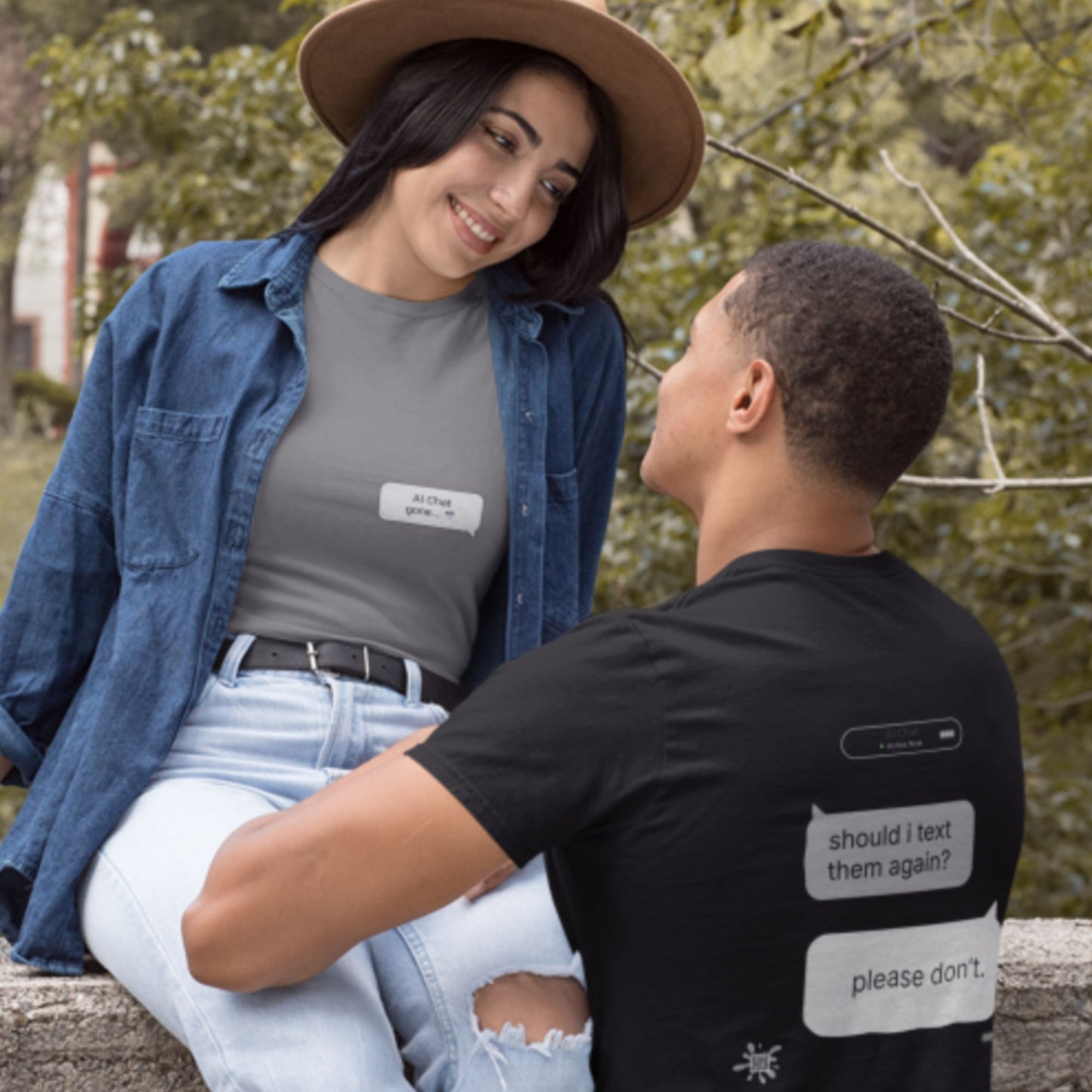 Chat Gone Wild Streetwear Graphic Tee — "should i text them again? please don't."