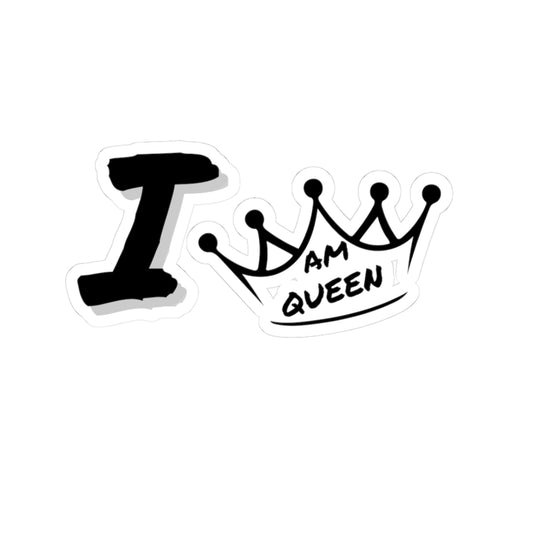 I Am Queen Crown Sticker — Feminine Empowerment Kiss‑Cut Decal