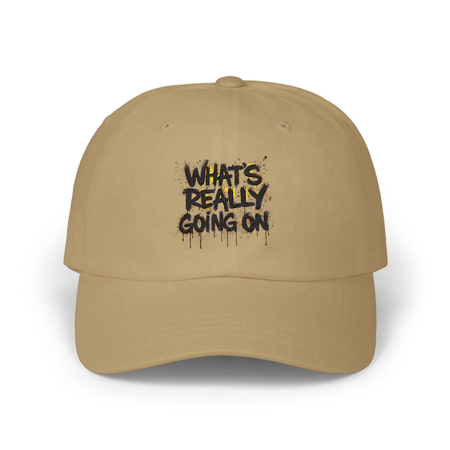 WHAT’S REALLY GOING ON Gold-Drip Graffiti Cap
