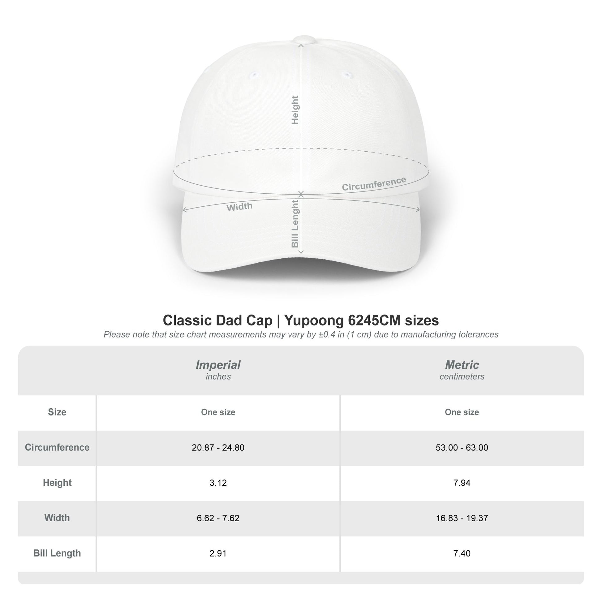 I Said What I Said dad hat size chart — one size fits most by Leela's Ink
