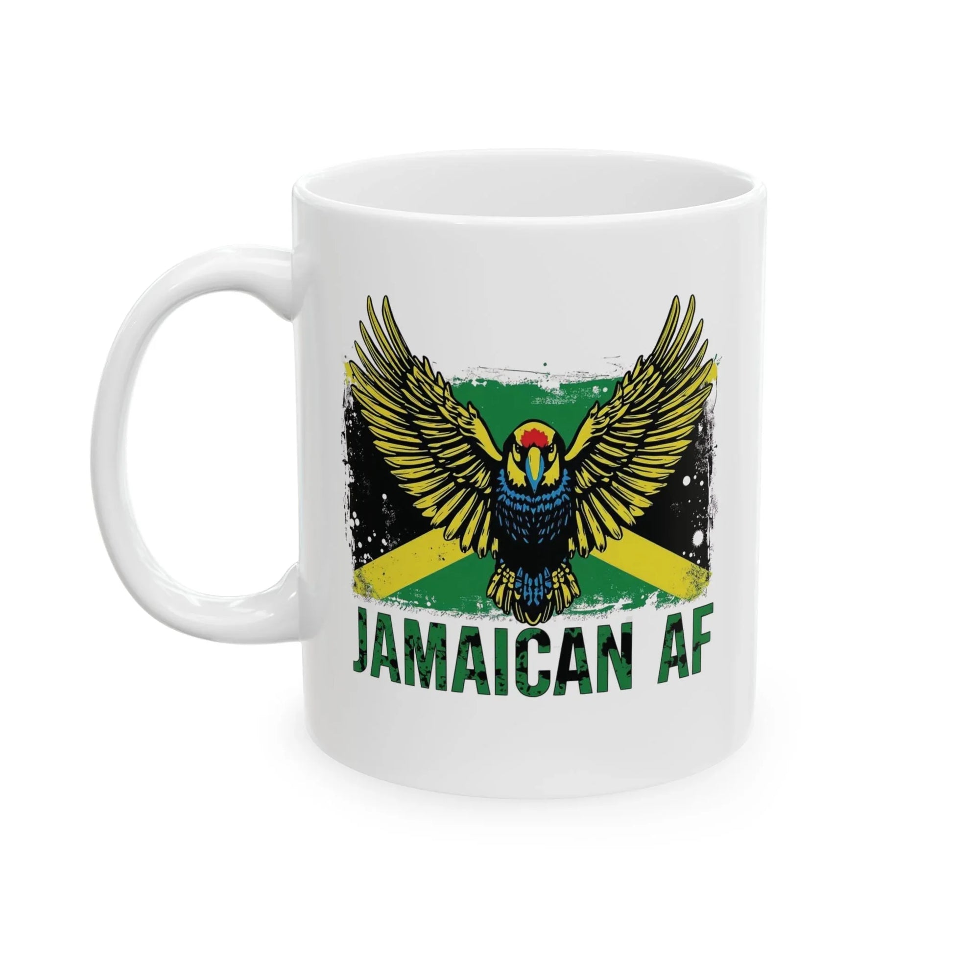 Jamaican AF Ceramic Mug – Jamaica Flag & Eagle Coffee Cup (11oz) Leela's Ink