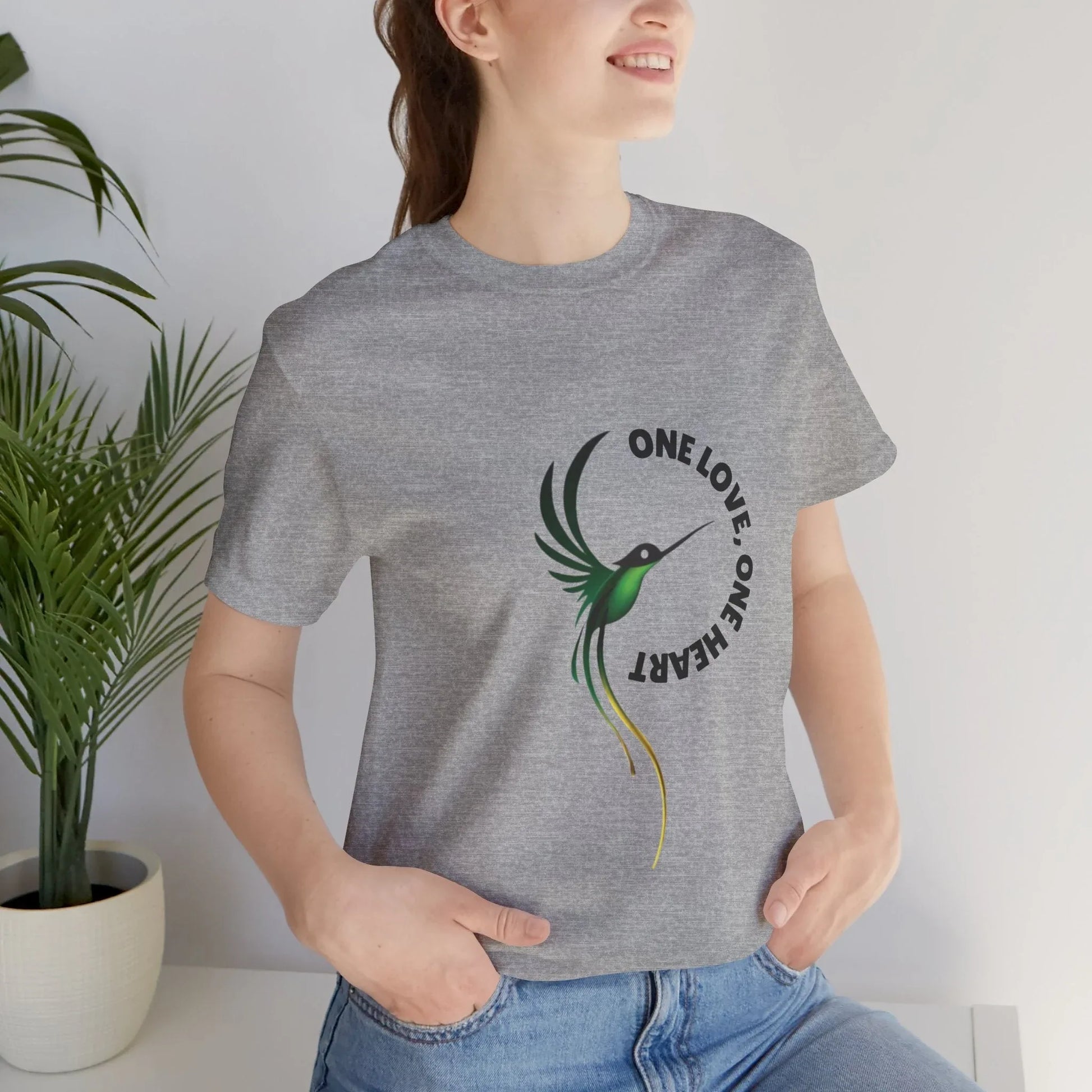 T-Shirt — Hummingbird "One Love, One Heart" Peace Graphic Tee Leela's Ink