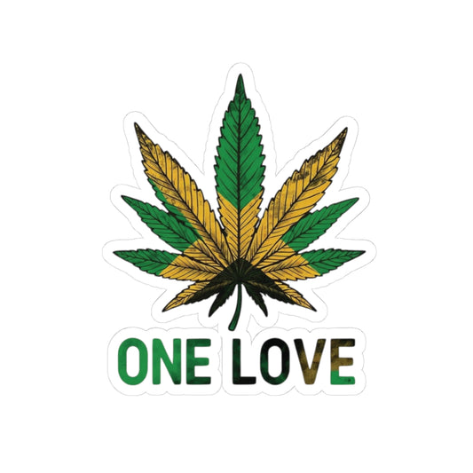 One Love Cannabis Leaf Sticker – Kiss‑Cut Vinyl Decal