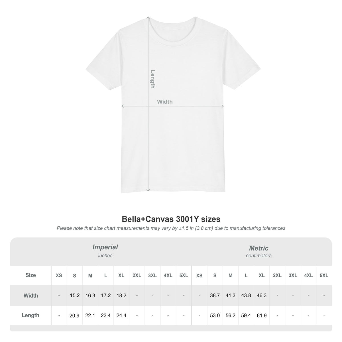 Size chart for the Dear Santa I Can Explain kids Christmas t-shirt, sizes S to L