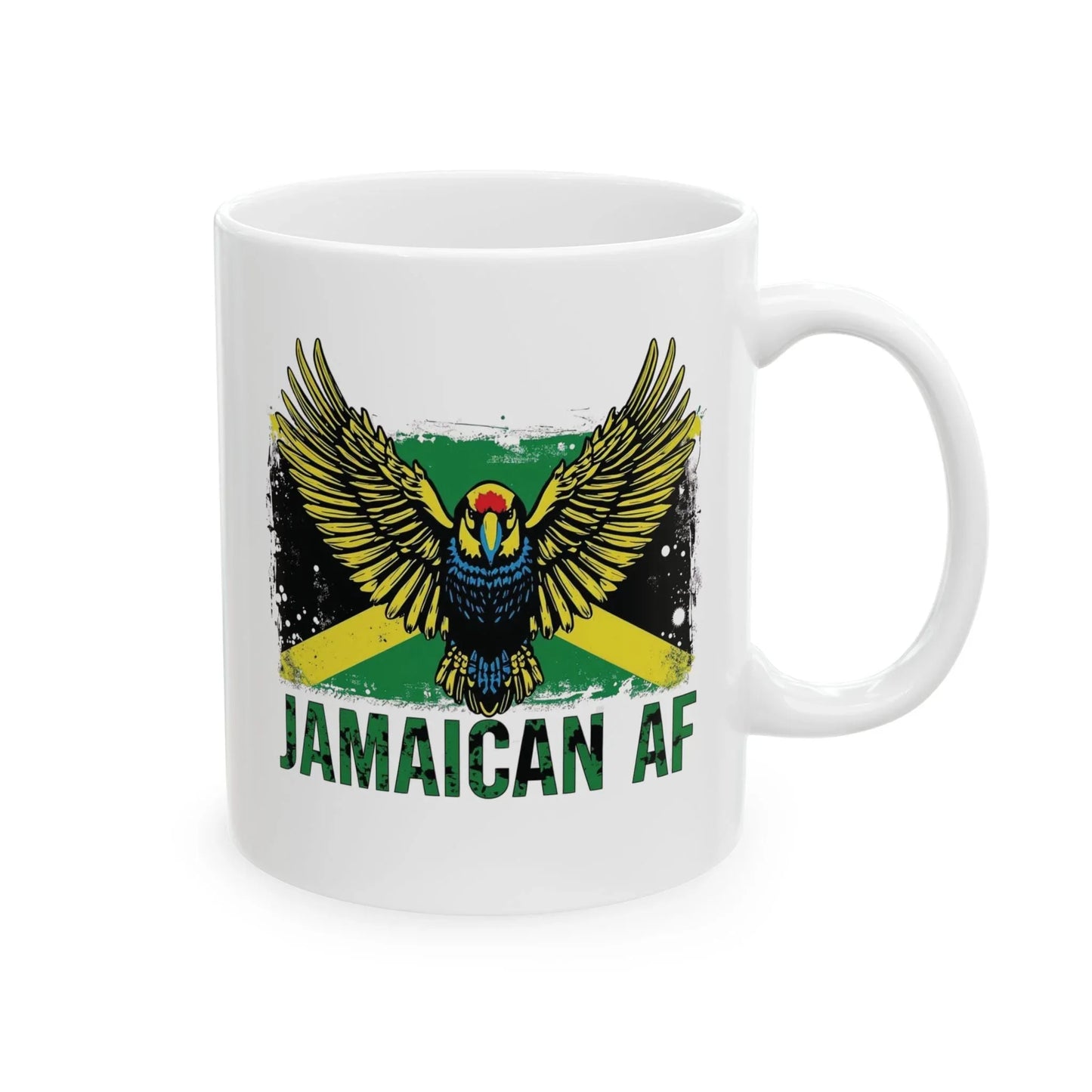 Jamaican AF Ceramic Mug – Jamaica Flag & Eagle Coffee Cup (11oz) Leela's Ink