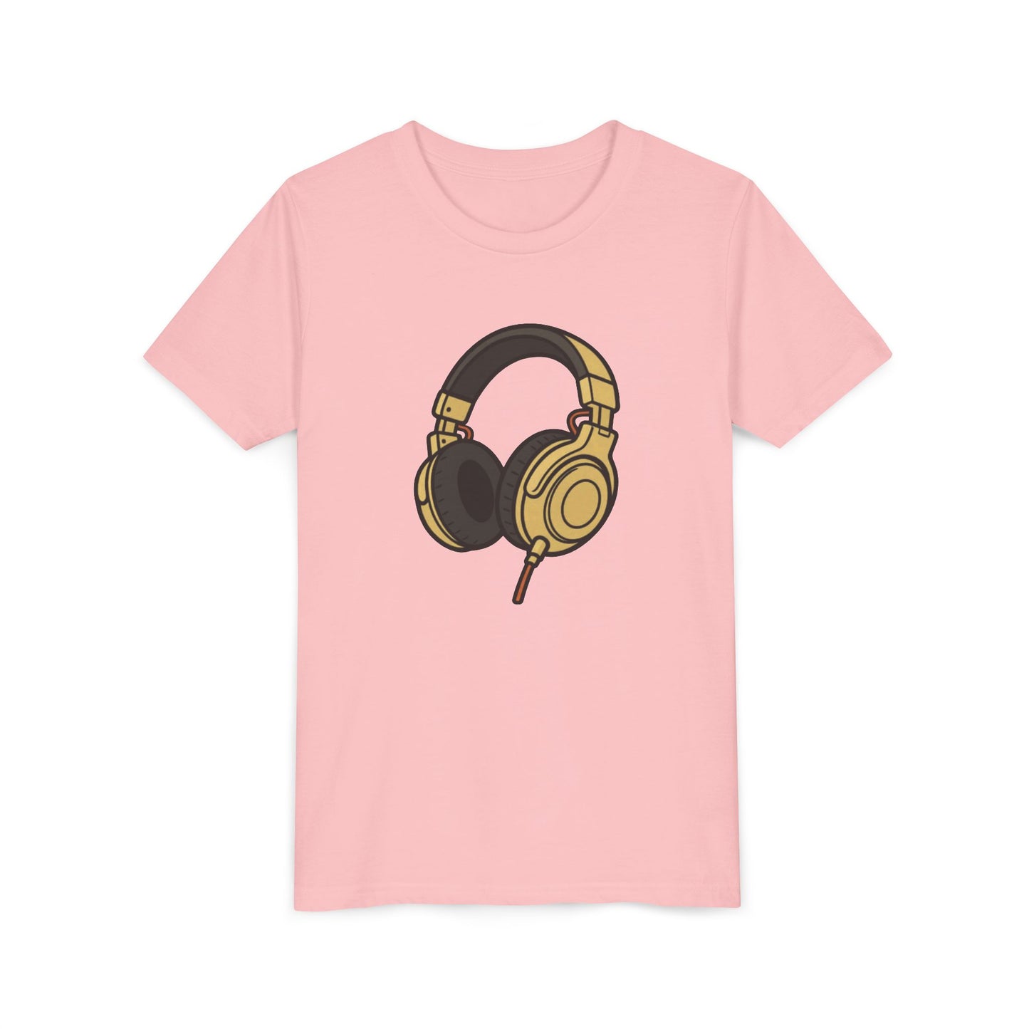 Kids Headphones Graphic Tee - Gold DJ Music T-Shirt for Boys & Girls