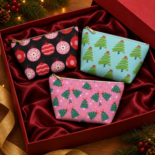Christmas pouch bundle in a holiday gift box.