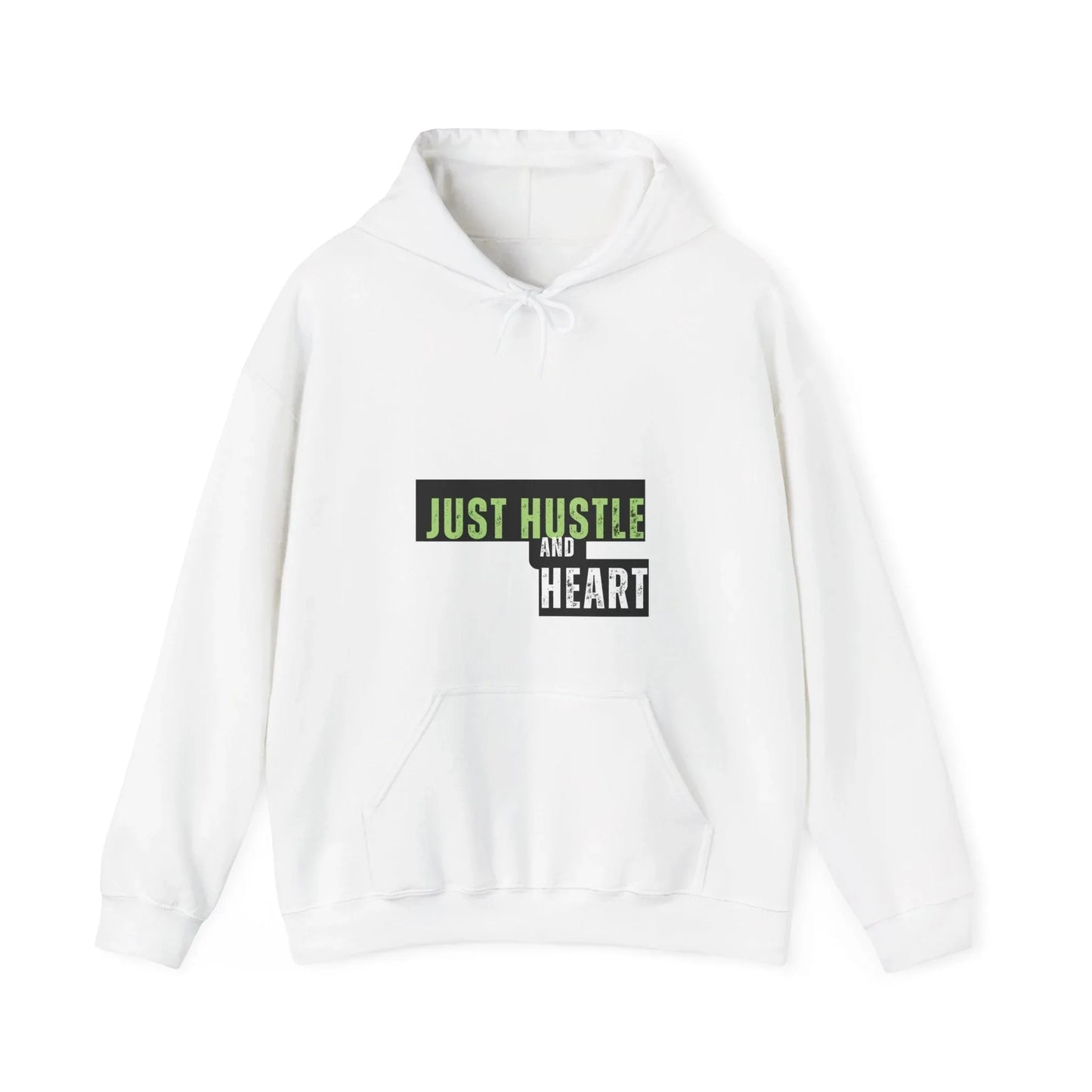 Hoodie — “Just Hustle and Heart” Motivational Pullover Printify