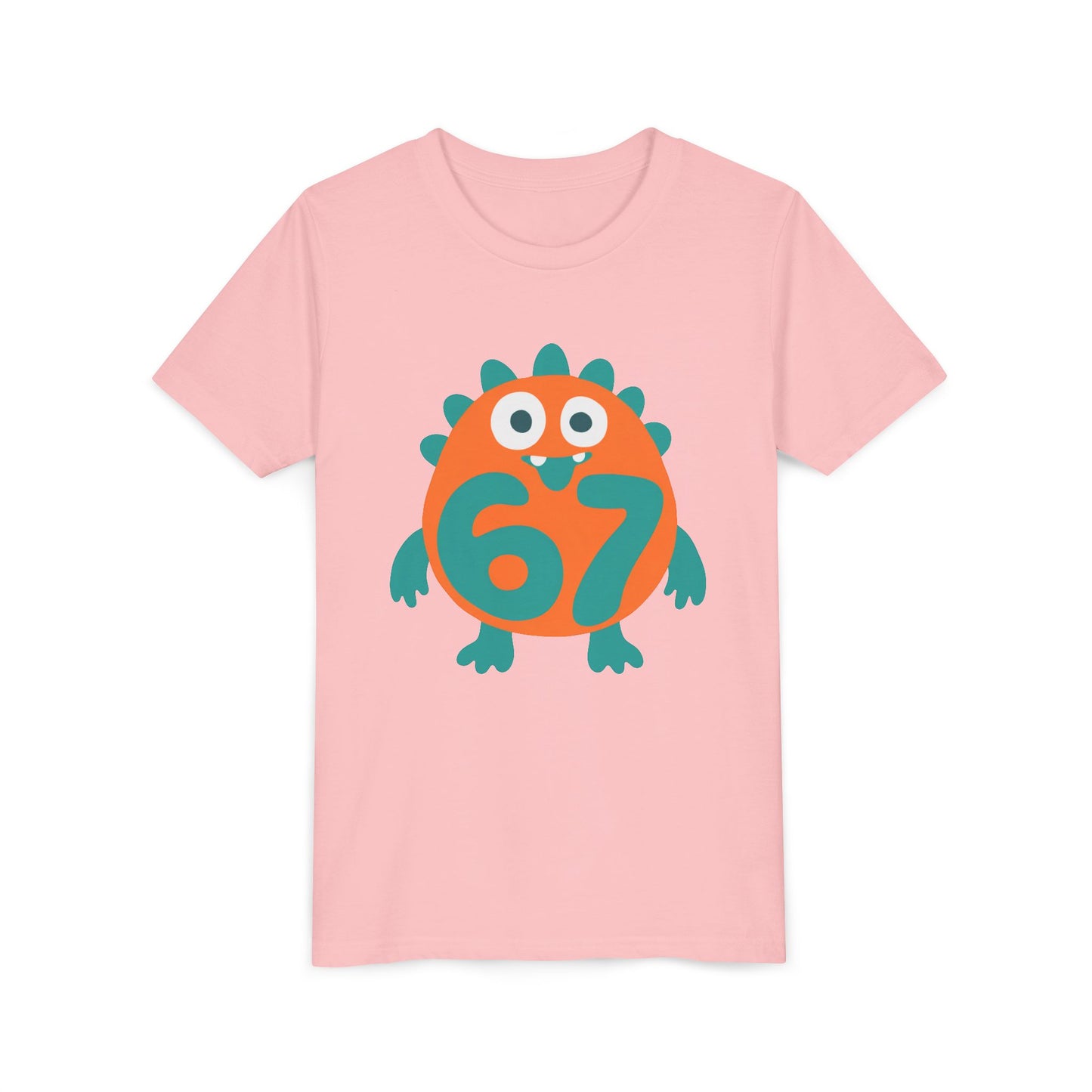 Kids 67 Monster Birthday Tee - Cute Orange & Teal Dino Shirt for Age 67 Celebration