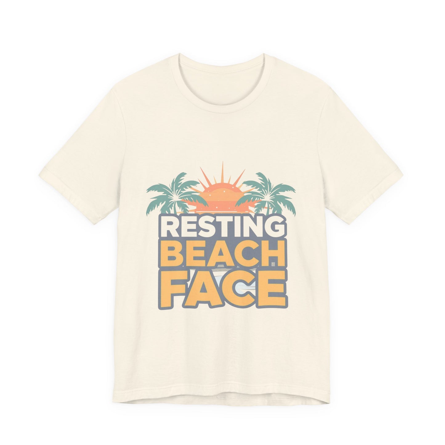 Resting Beach Face graphic tee in cream — unisex fit flat lay — Leela's Ink

