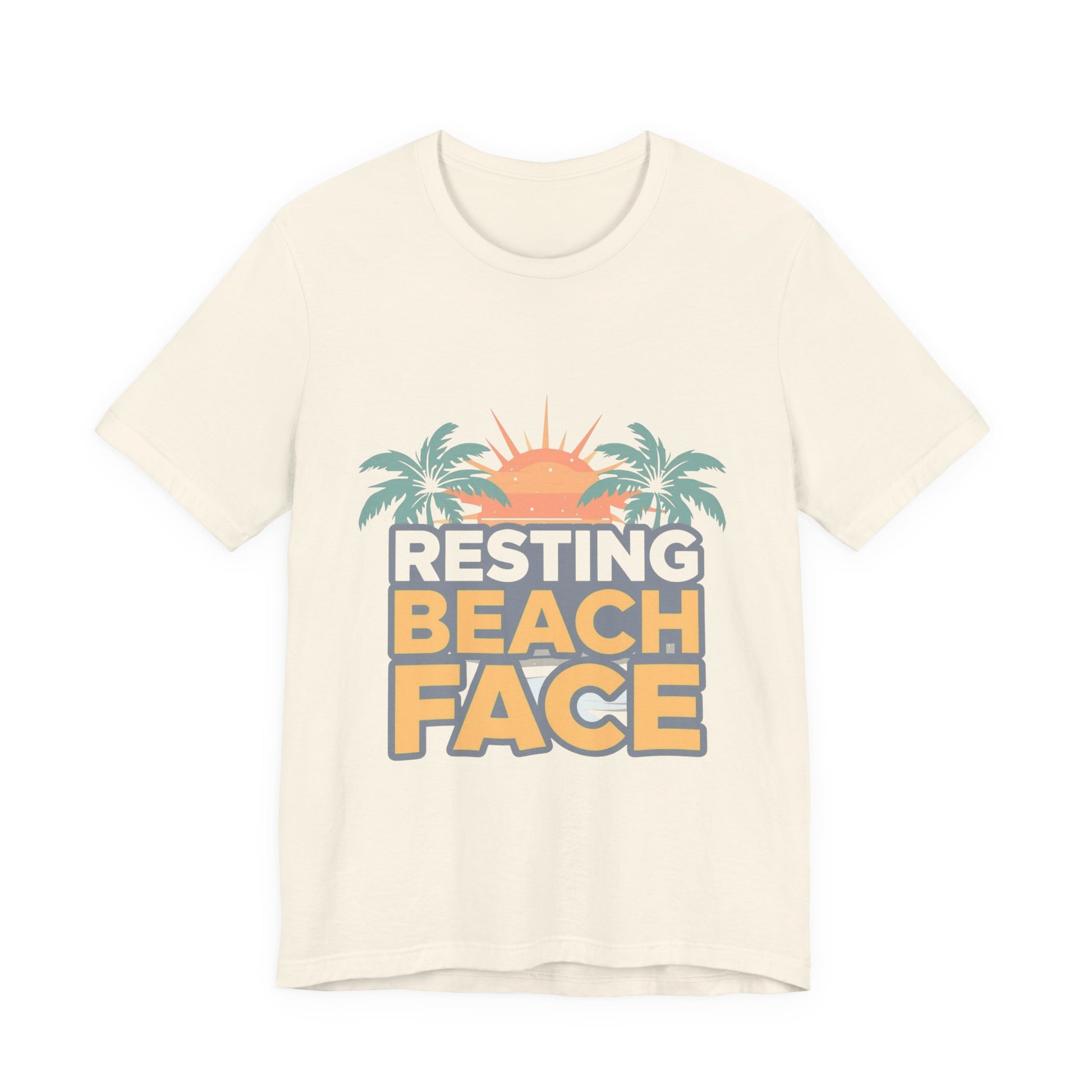 Resting Beach Face graphic tee in cream — unisex fit flat lay — Leela's Ink

