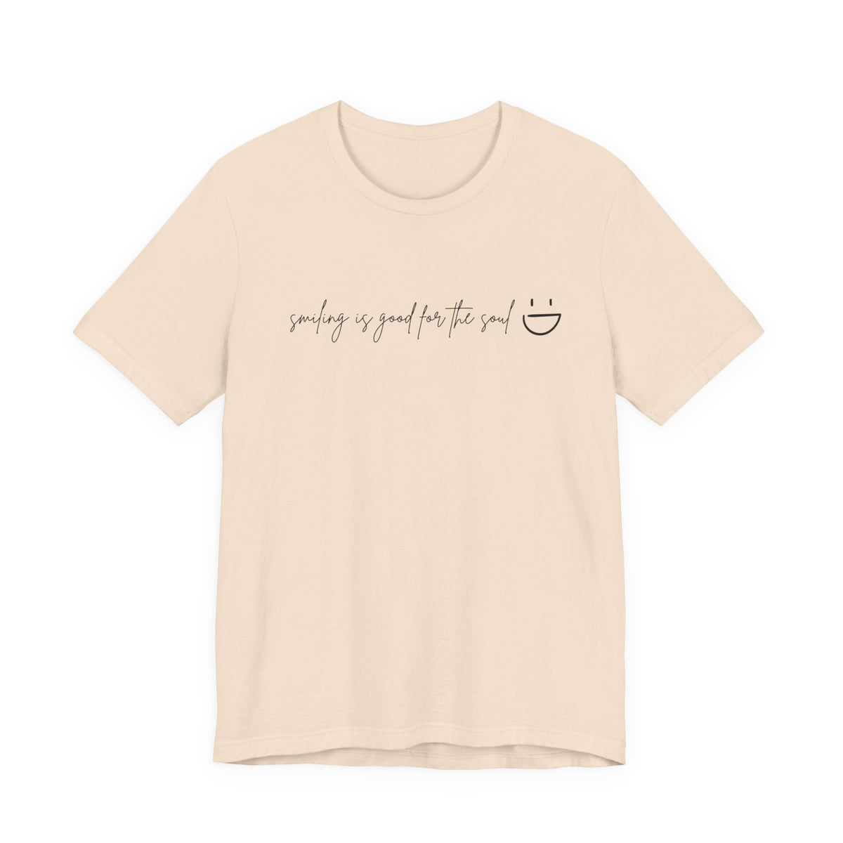 Soft Cream Smiling Is Good for the Soul women's graphic tee – Leela's Ink minimalist smiley script tee sizes S–3XL

