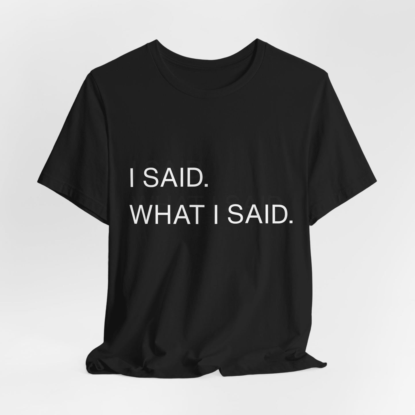 "I Said What I Said" graphic tee – flat lay bold statement streetwear tee soft cotton unisex relaxed fit | Leela's Ink

