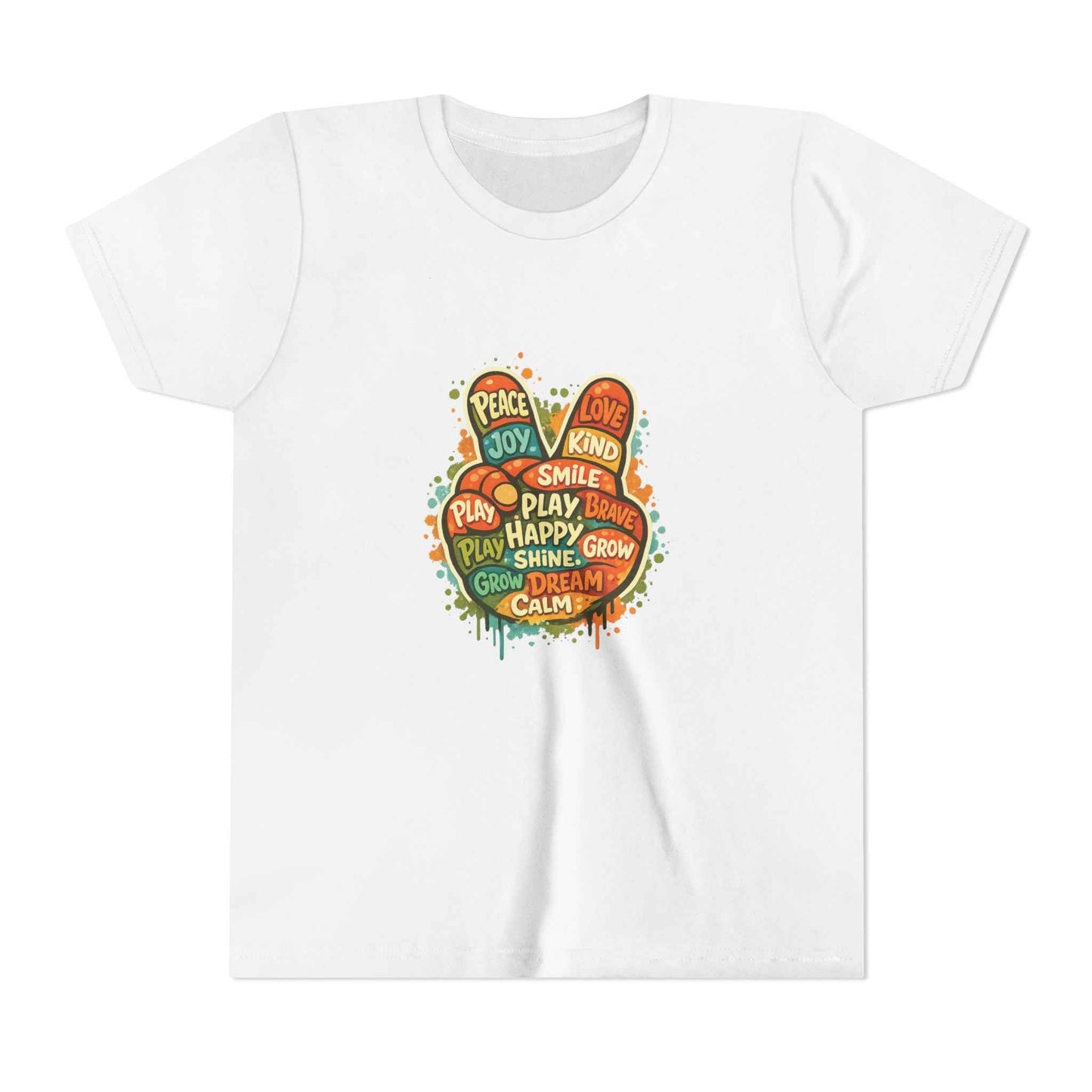 Kids Peace Sign T-Shirt flat lay in White