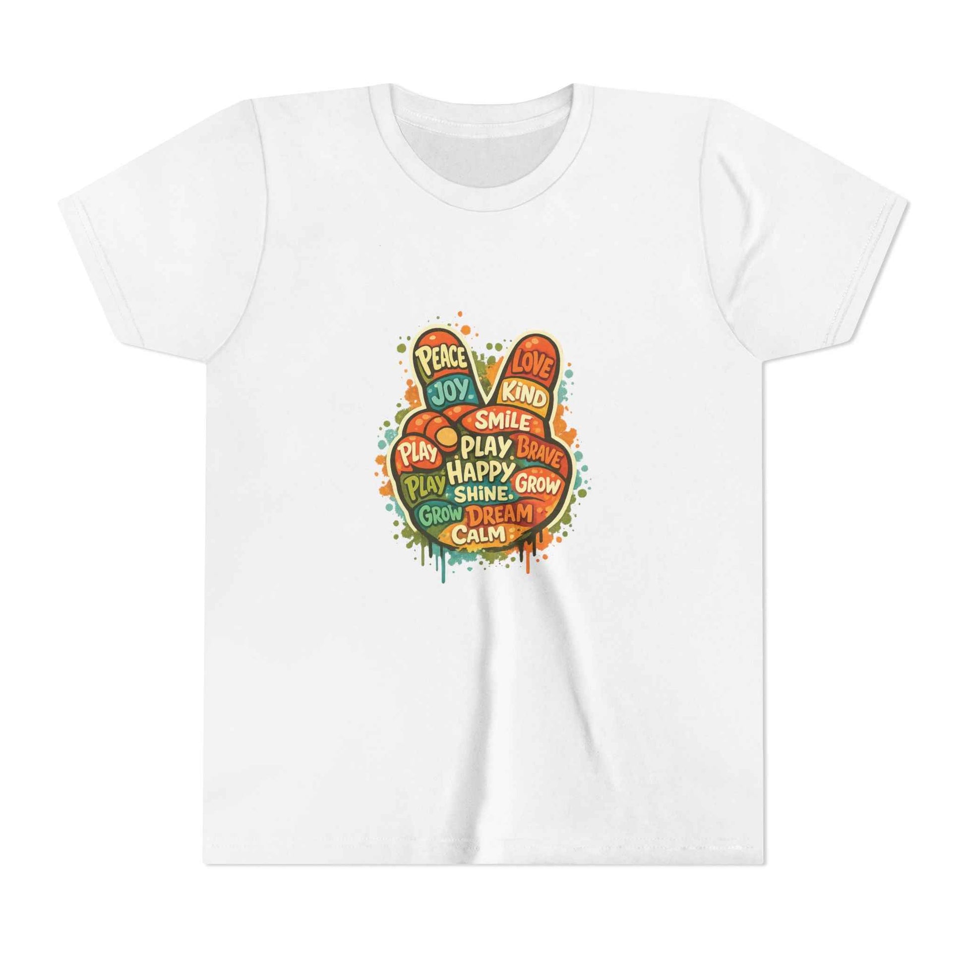 Kids Peace Sign T-Shirt flat lay in White