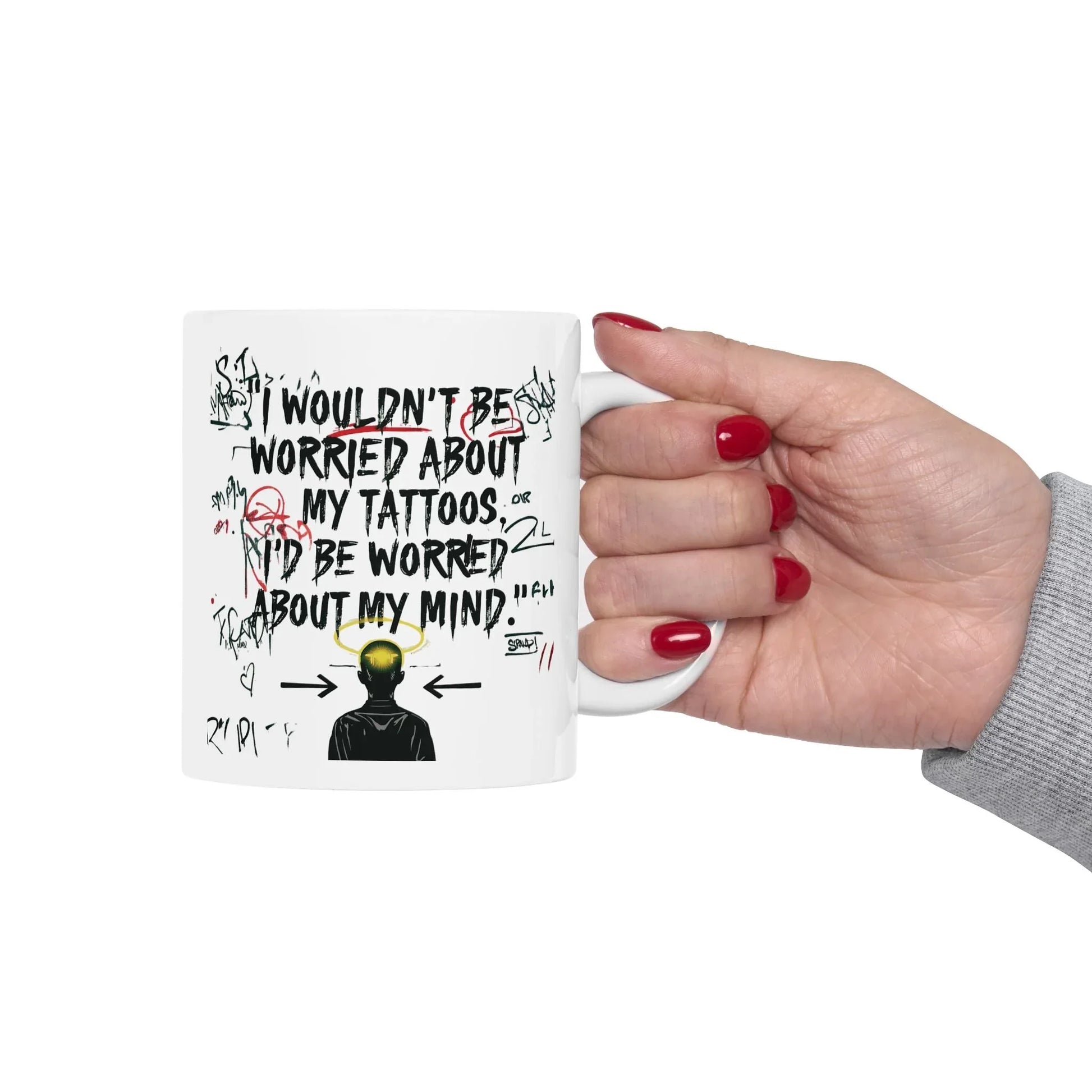 Mind Over Ink Ceramic Mug - No Background (11oz) Leela's Ink