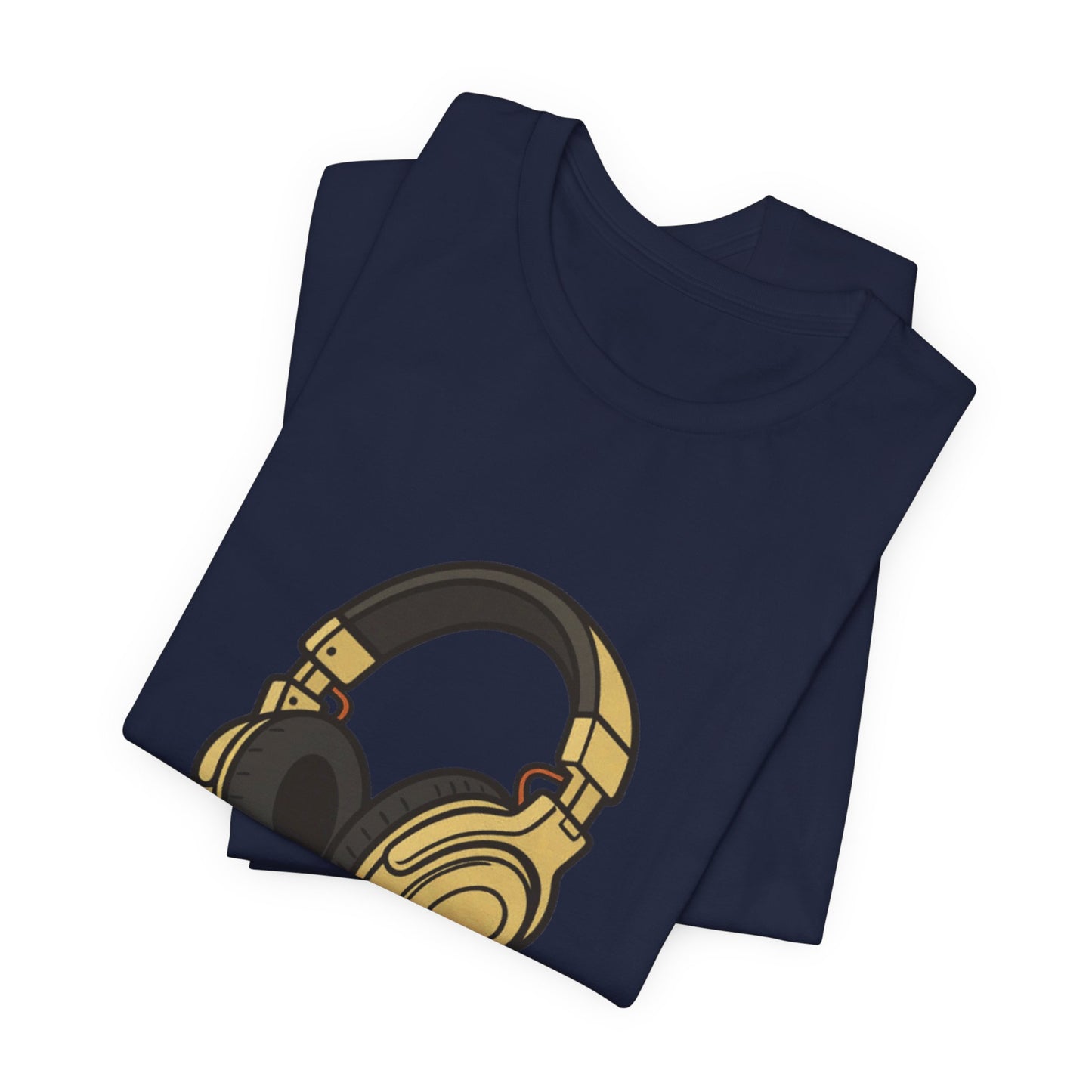 Headphones Graphic Tee — Gold DJ Music T‑Shirt