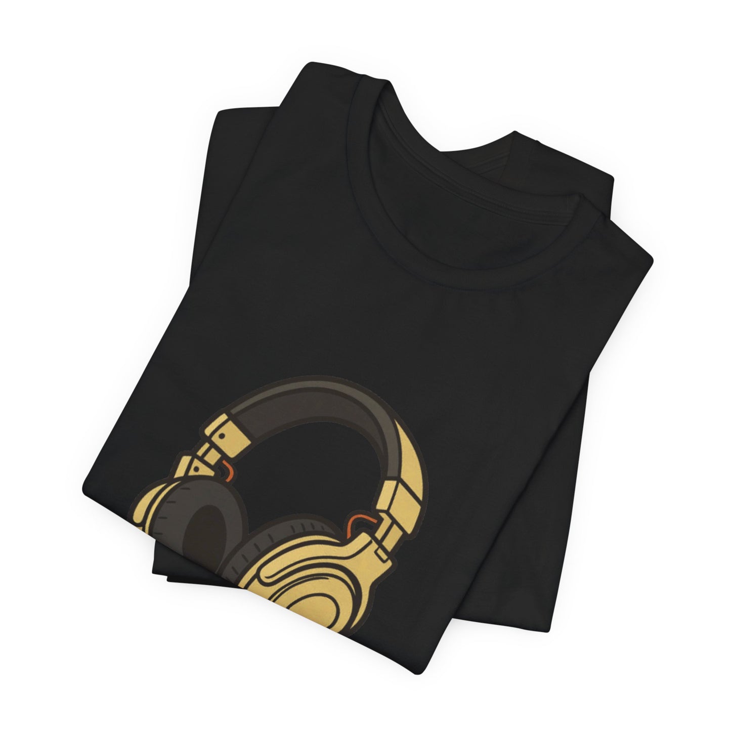 Headphones Graphic Tee — Gold DJ Music T‑Shirt
