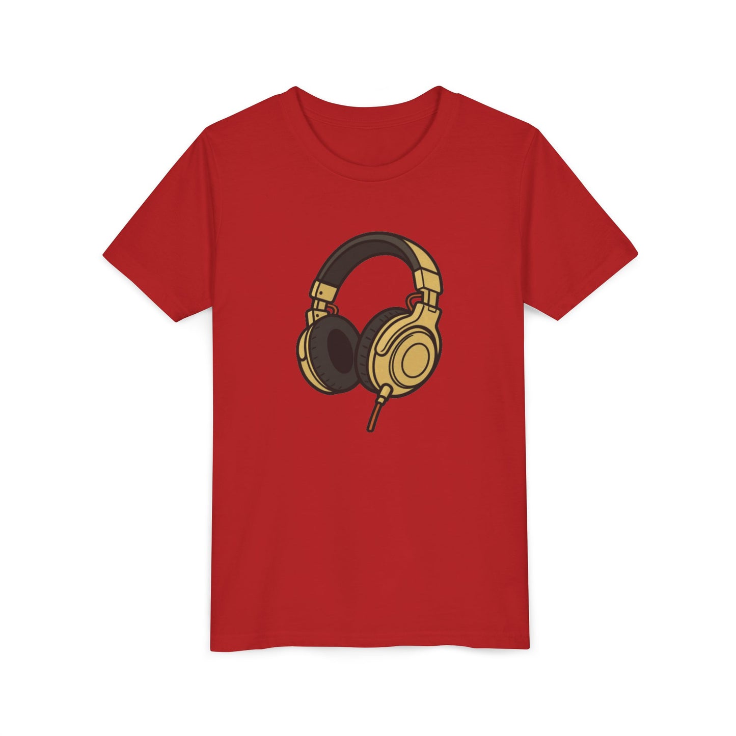 Kids Headphones Graphic Tee - Gold DJ Music T-Shirt for Boys & Girls