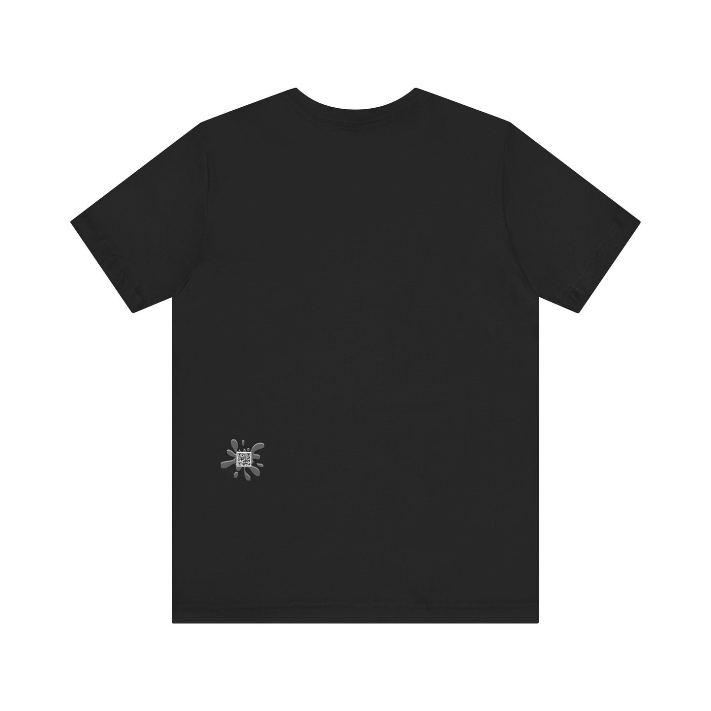 Back of The Tassel Was Worth The Hustle graduation tee in black — Leela's Ink QR code splash emblem at lower back — streetwear brand detail

