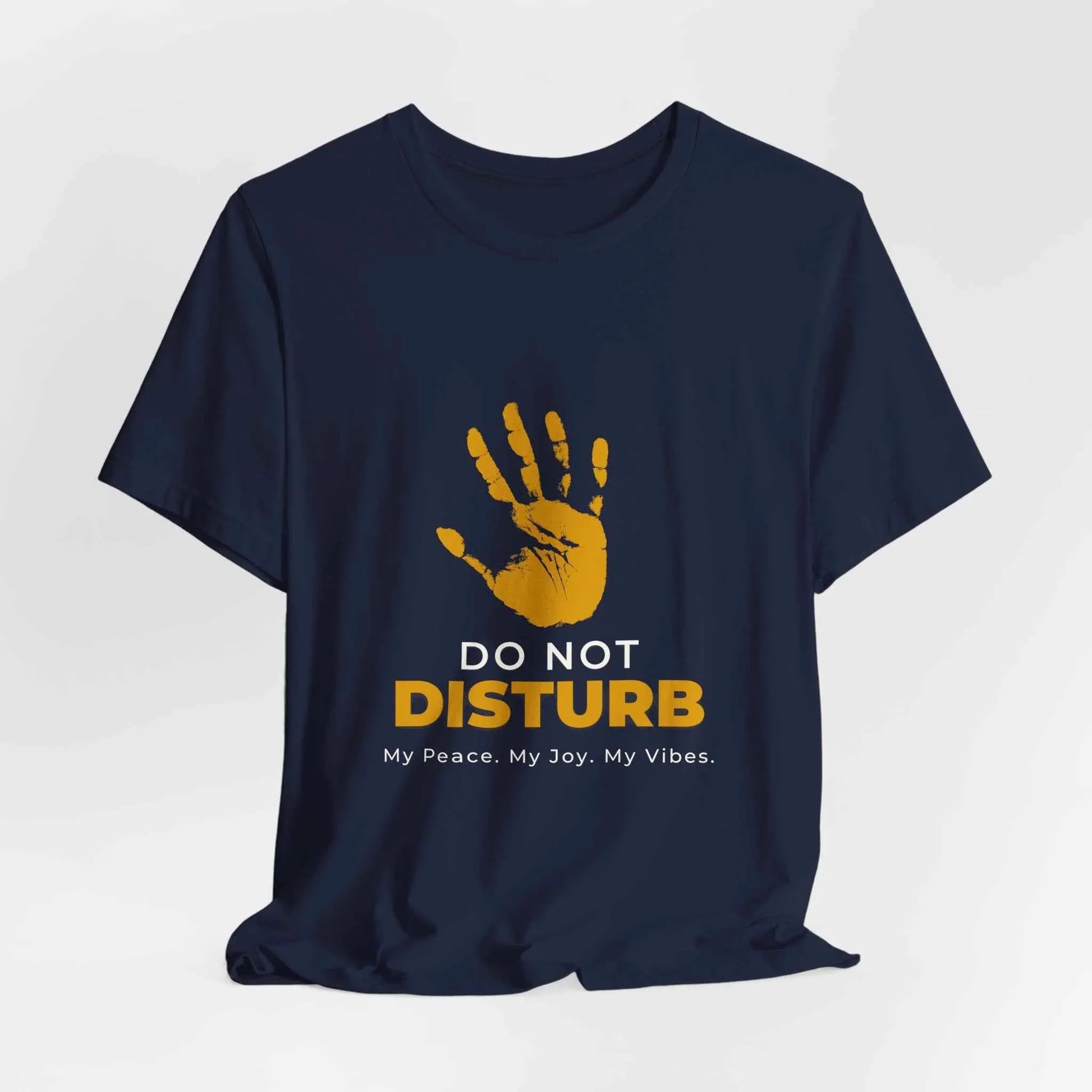 Do Not Disturb Graphic Tee – Yellow Handprint Self-Care Statement Shirt