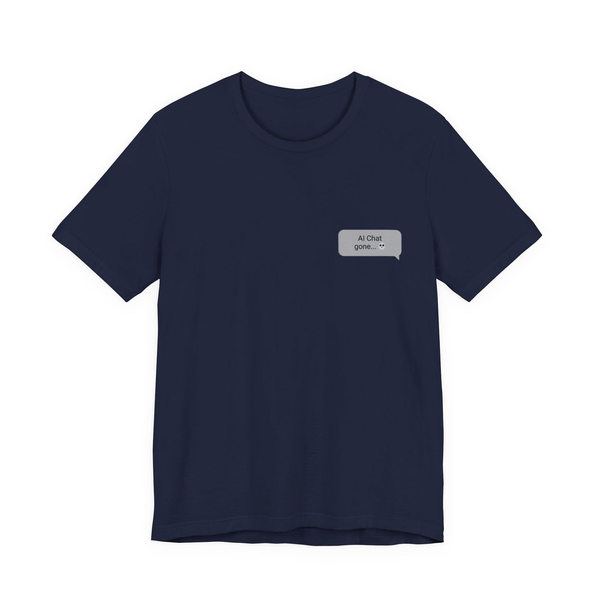 Am I Overthinking graphic tee flat lay in navy with left chest chat bubble print
