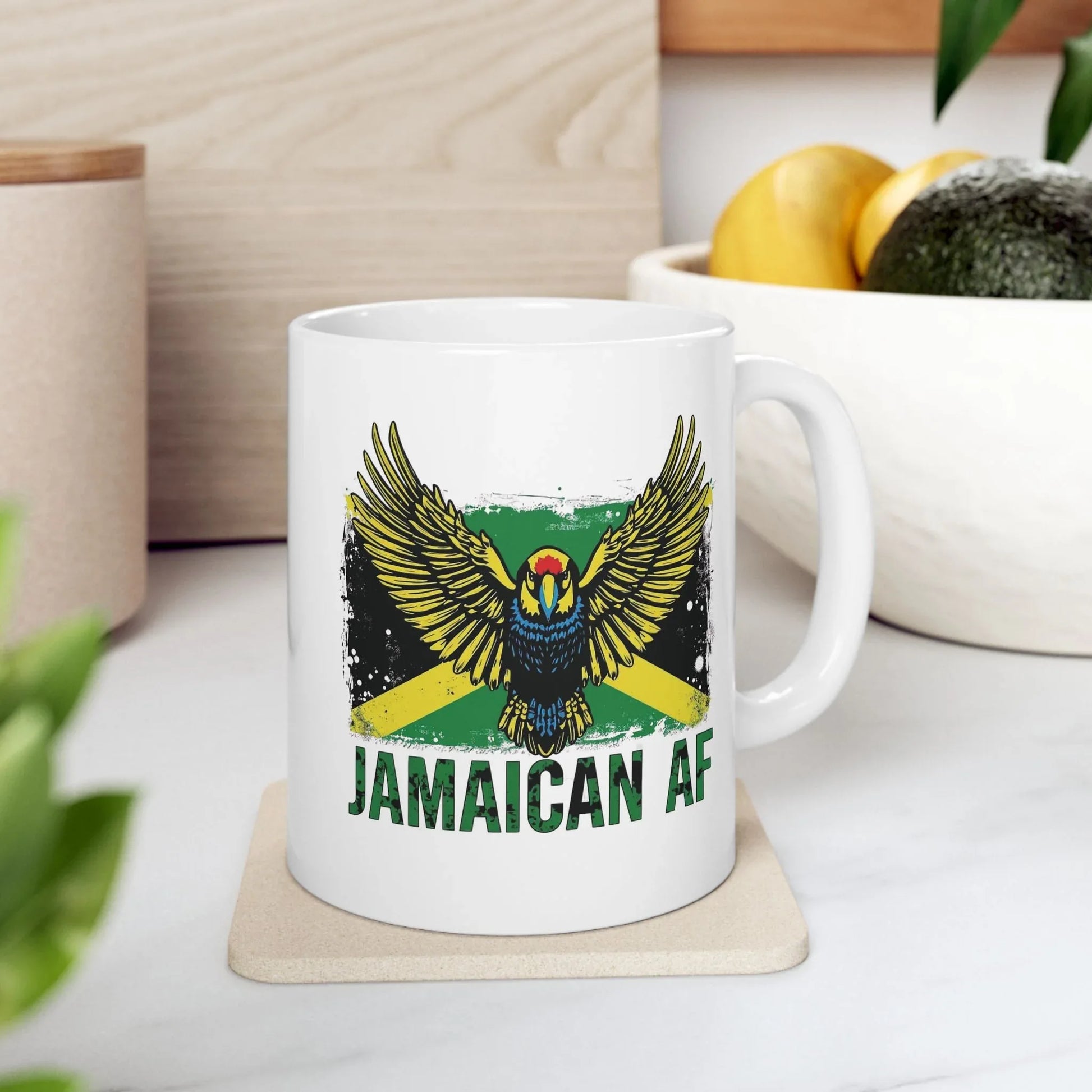Jamaican AF Ceramic Mug – Jamaica Flag & Eagle Coffee Cup (11oz) Leela's Ink