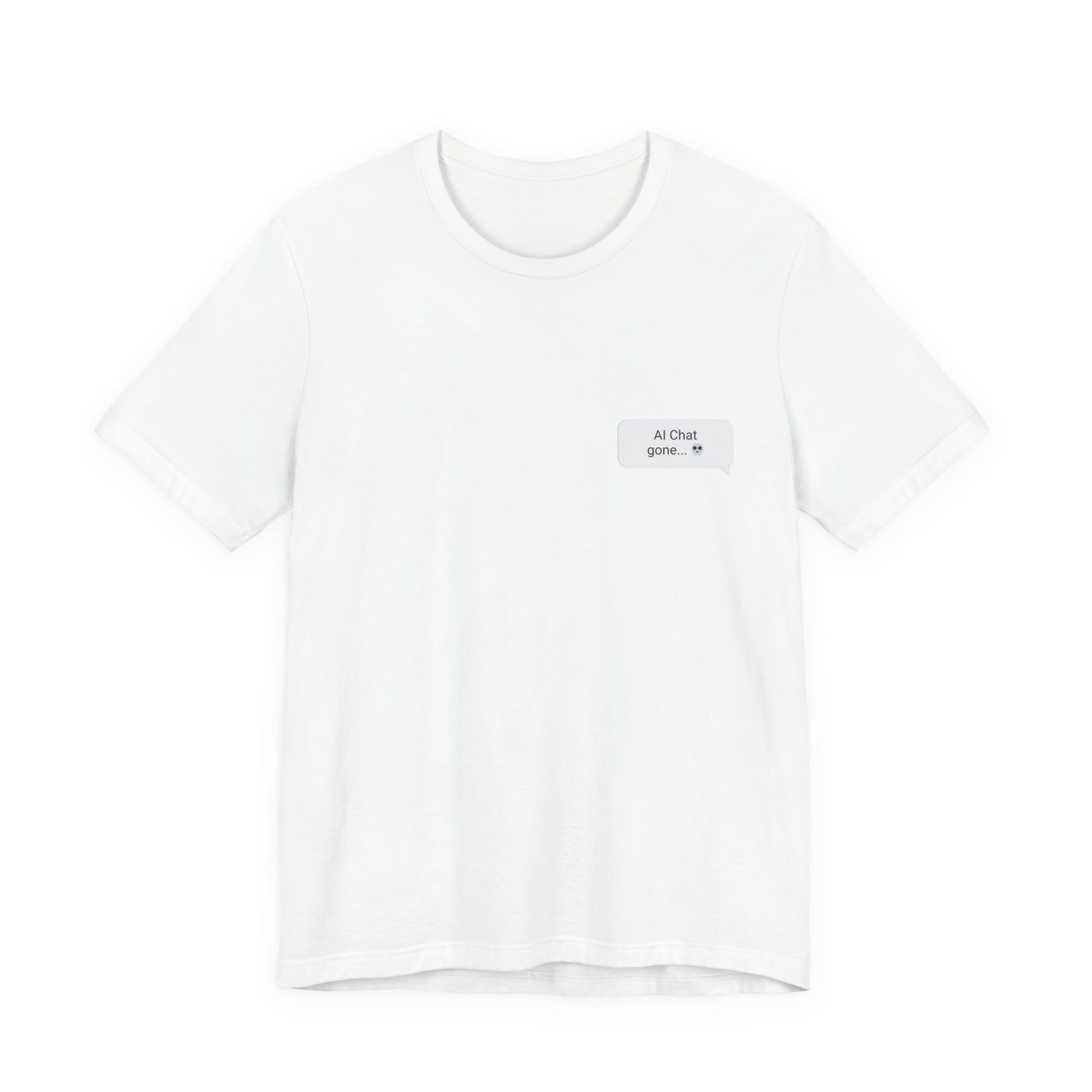 Am I Overthinking AI chat graphic tee in white with left chest bubble print
