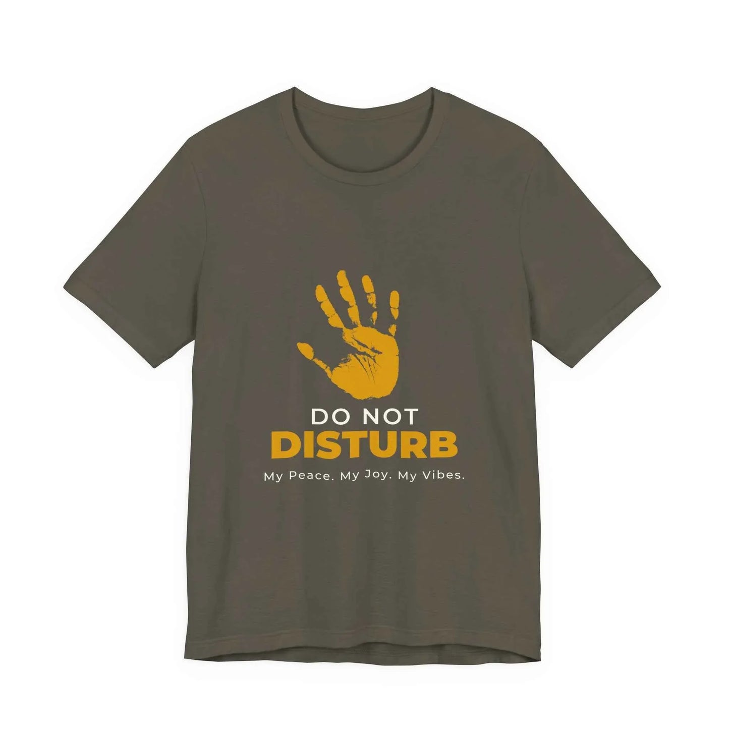 Do Not Disturb Graphic Tee – Yellow Handprint Self-Care Statement Shirt