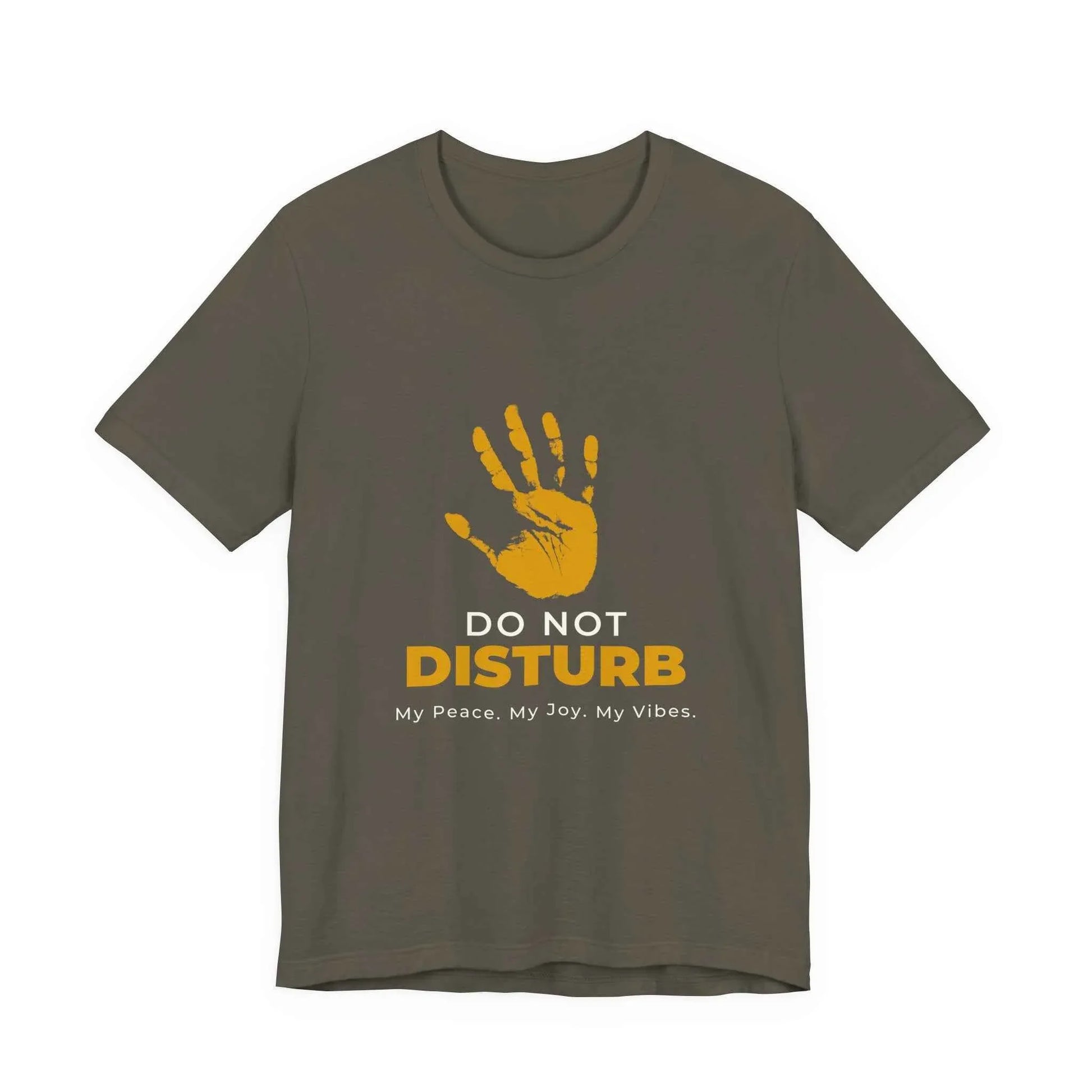 Do Not Disturb Graphic Tee – Yellow Handprint Self-Care Statement Shirt