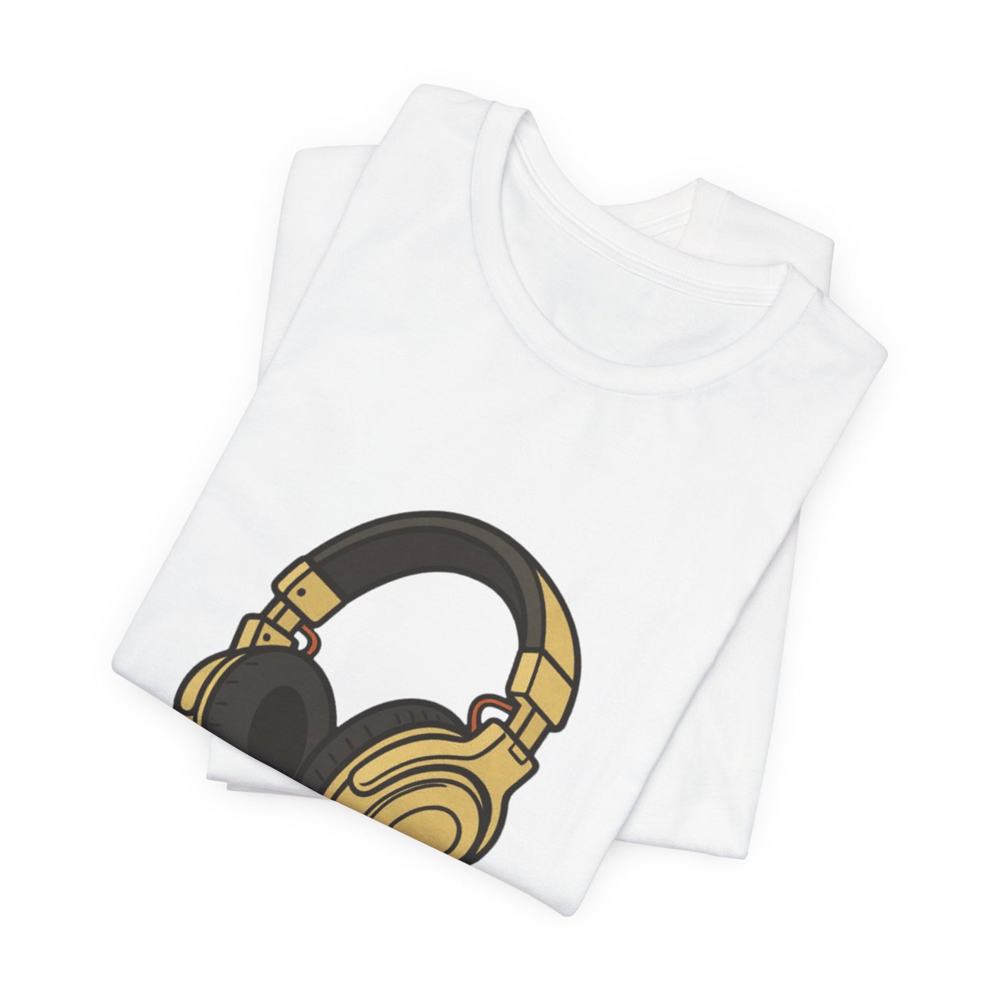 Headphones Graphic Tee — Gold DJ Music T‑Shirt