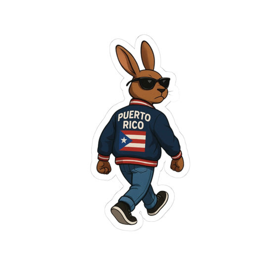 Puerto Rico Bunny Sticker – Cool Bunny with Jacket Kiss‑Cut Vinyl Decal