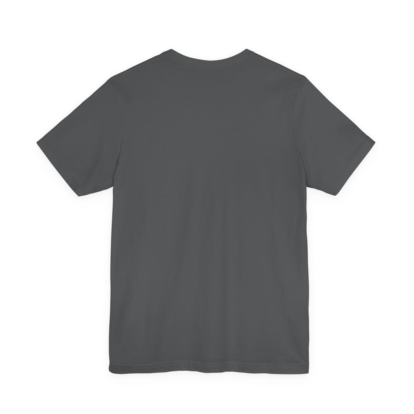 Leela's Ink Smile Retro Graphic Tee in charcoal — back view of unisex crew neck tee showing clean plain back