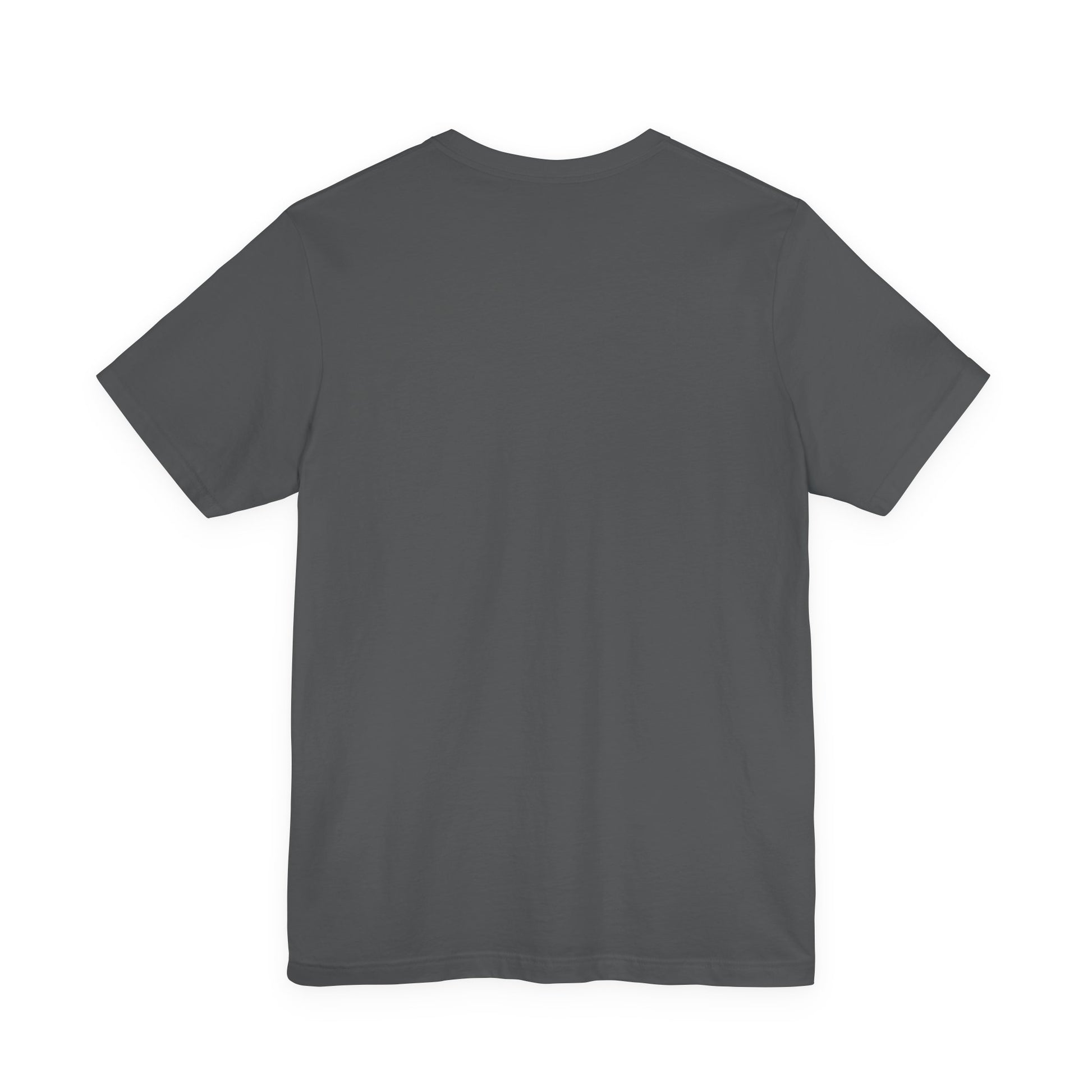Leela's Ink Smile Retro Graphic Tee in charcoal — back view of unisex crew neck tee showing clean plain back