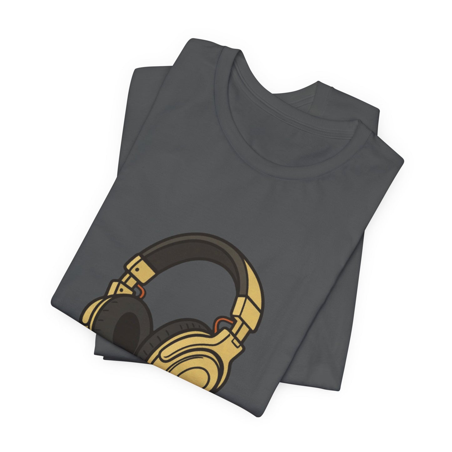 Headphones Graphic Tee — Gold DJ Music T‑Shirt