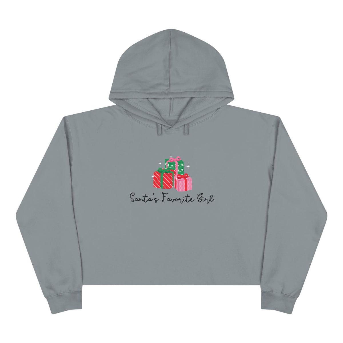 Santa's Favorite Girl Cropped Hoodie — Festive Christmas Gift Sweatshirt