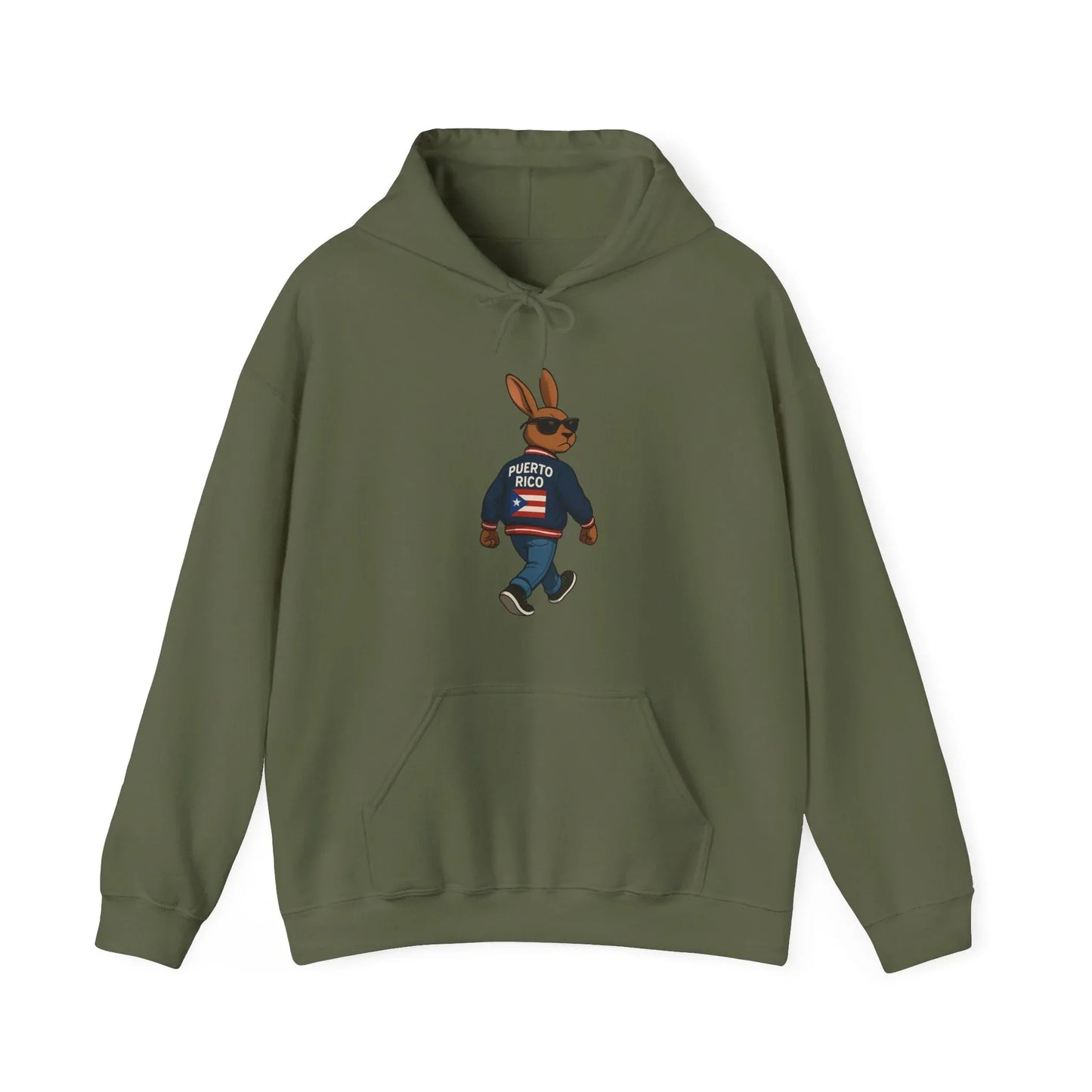 Rabbit Streetwear Hoodie — 'Puerto Rico' Sweater Graphic Pullover Printify