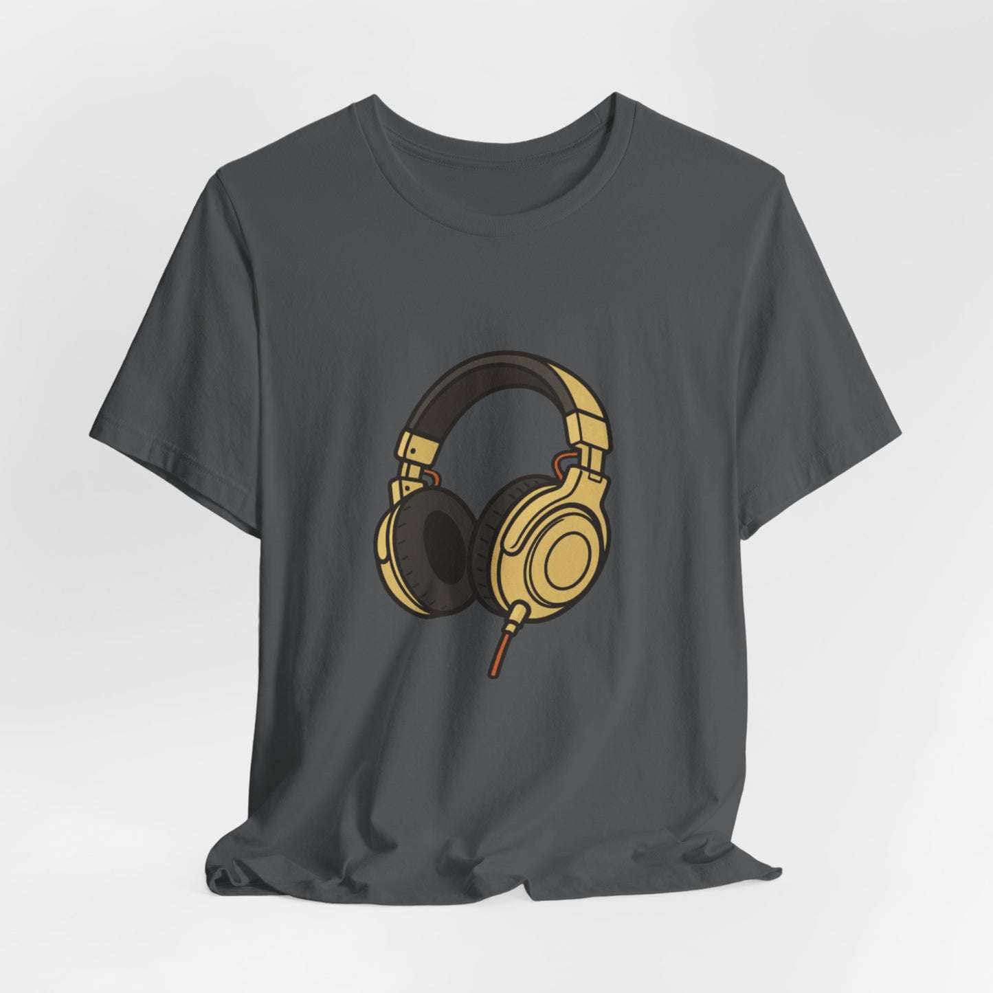 Headphones Graphic Tee — Gold DJ Music T‑Shirt