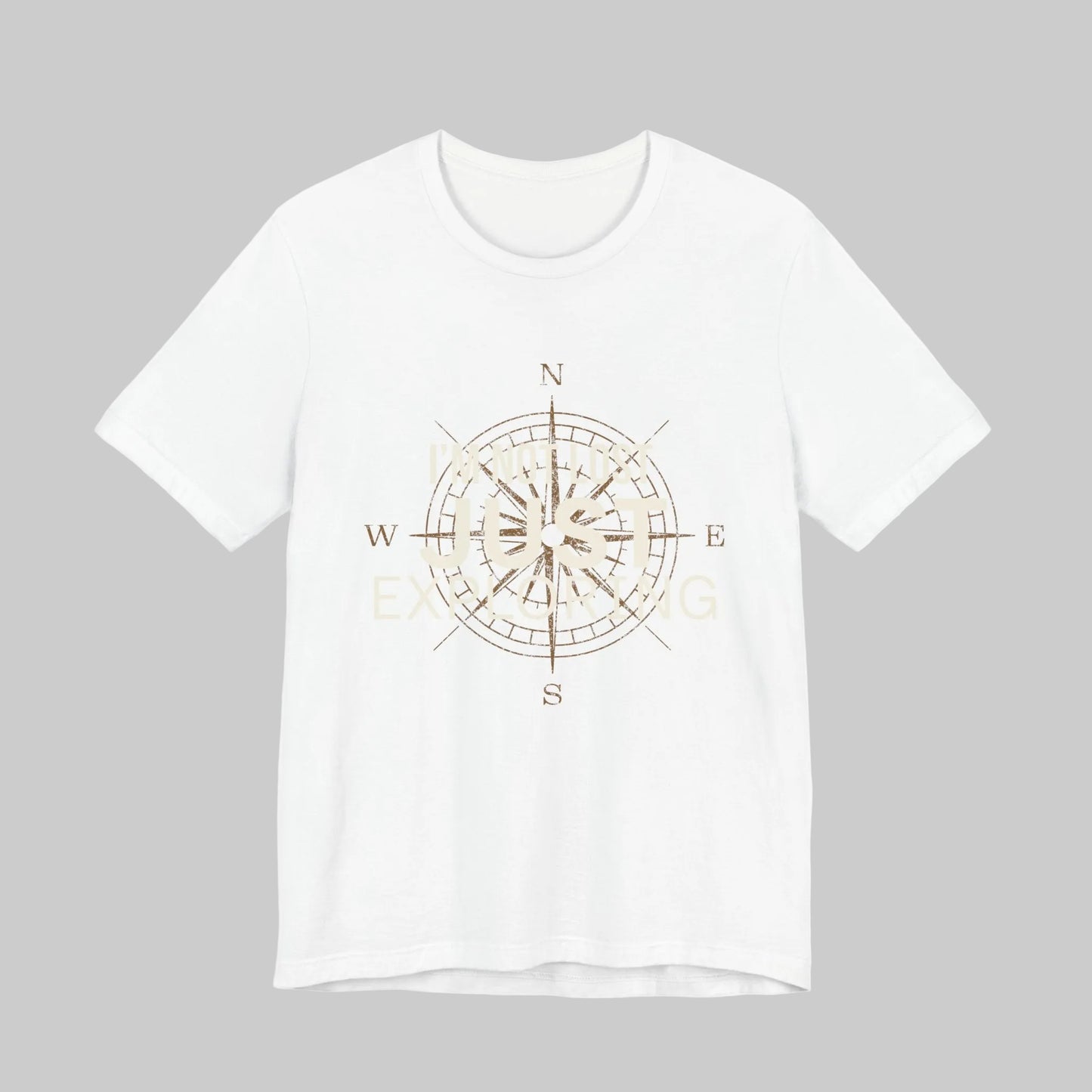 Compass Rose unisex graphic tee in white — explorer travel shirt, front view