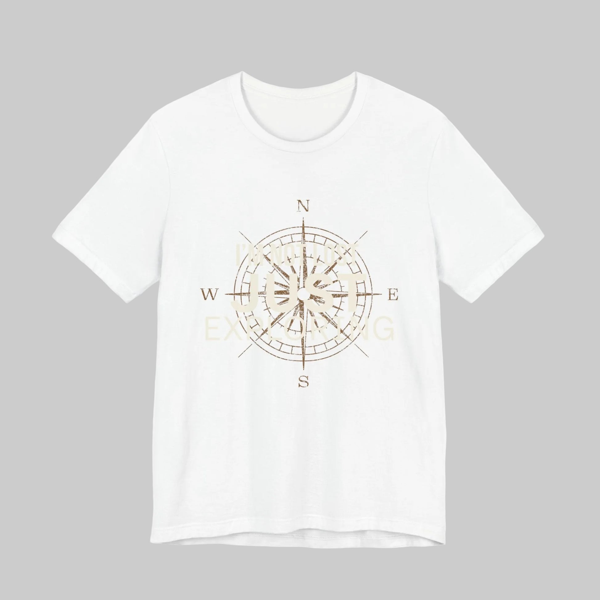 Compass Rose unisex graphic tee in white — explorer travel shirt, front view