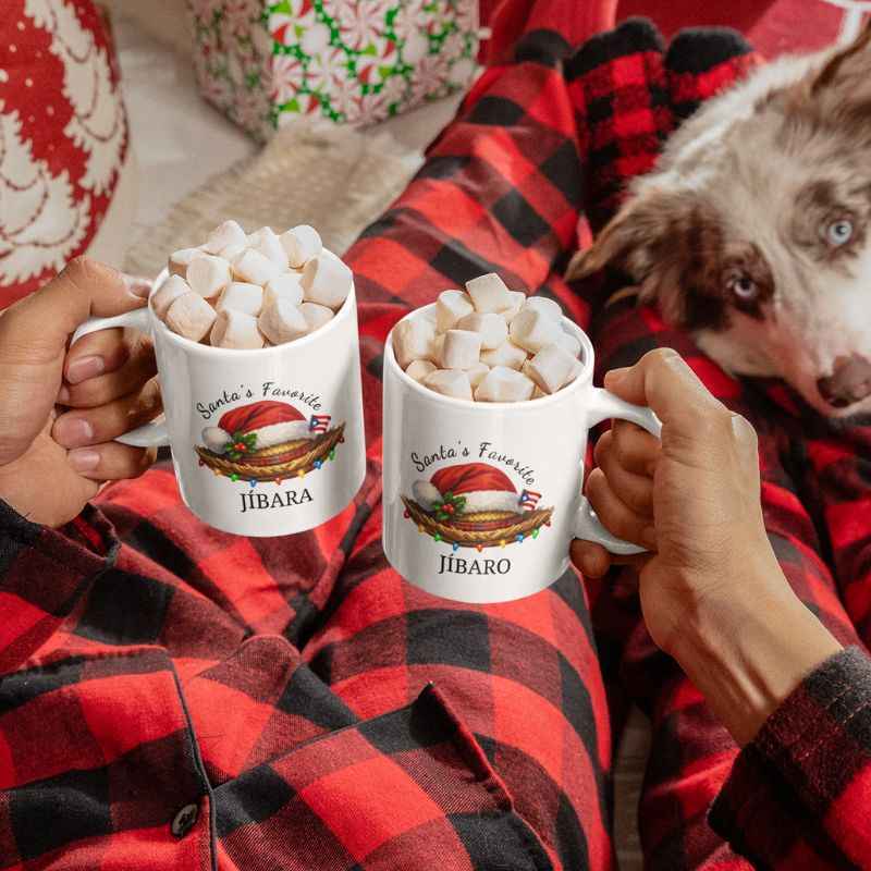 Santa’s Favorite Jíbara & Jíbaro Christmas Mug Set of 2