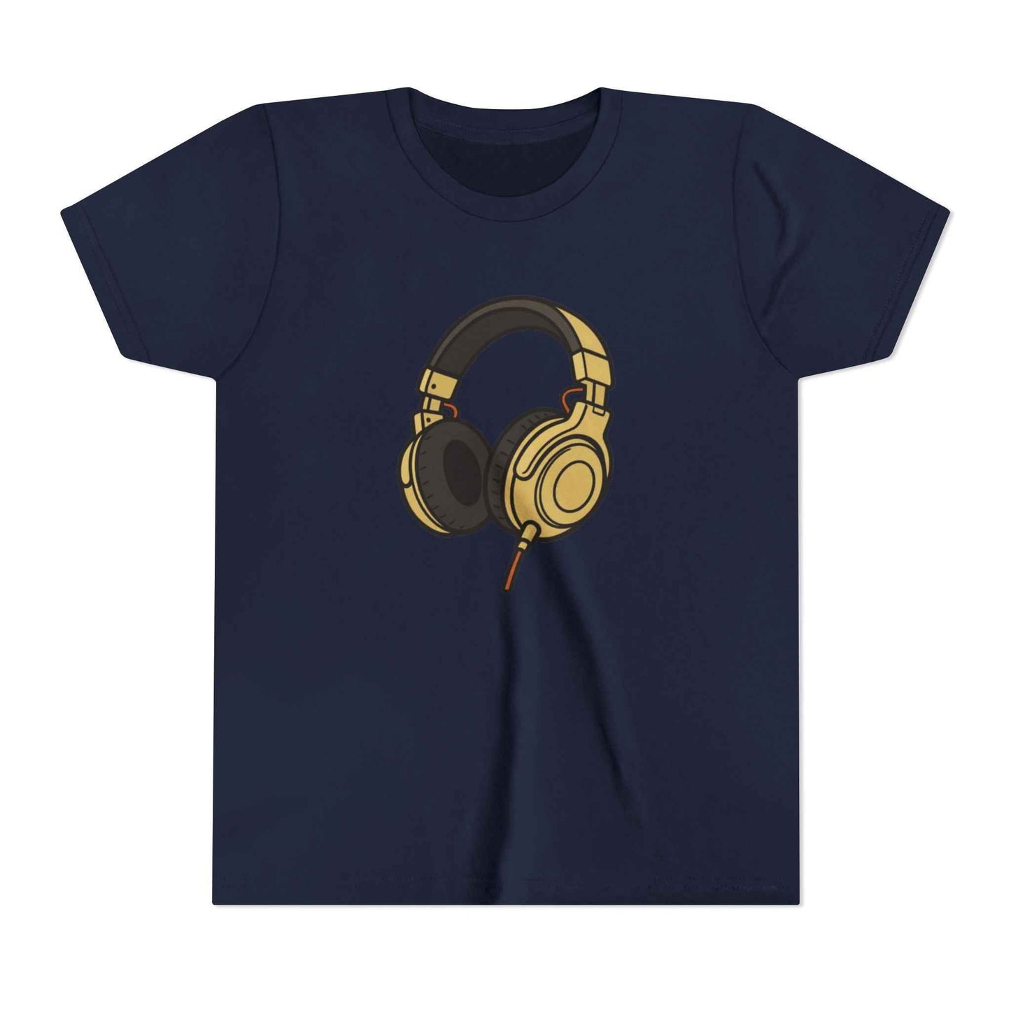 Kids Headphones Graphic Tee - Gold DJ Music T-Shirt for Boys & Girls