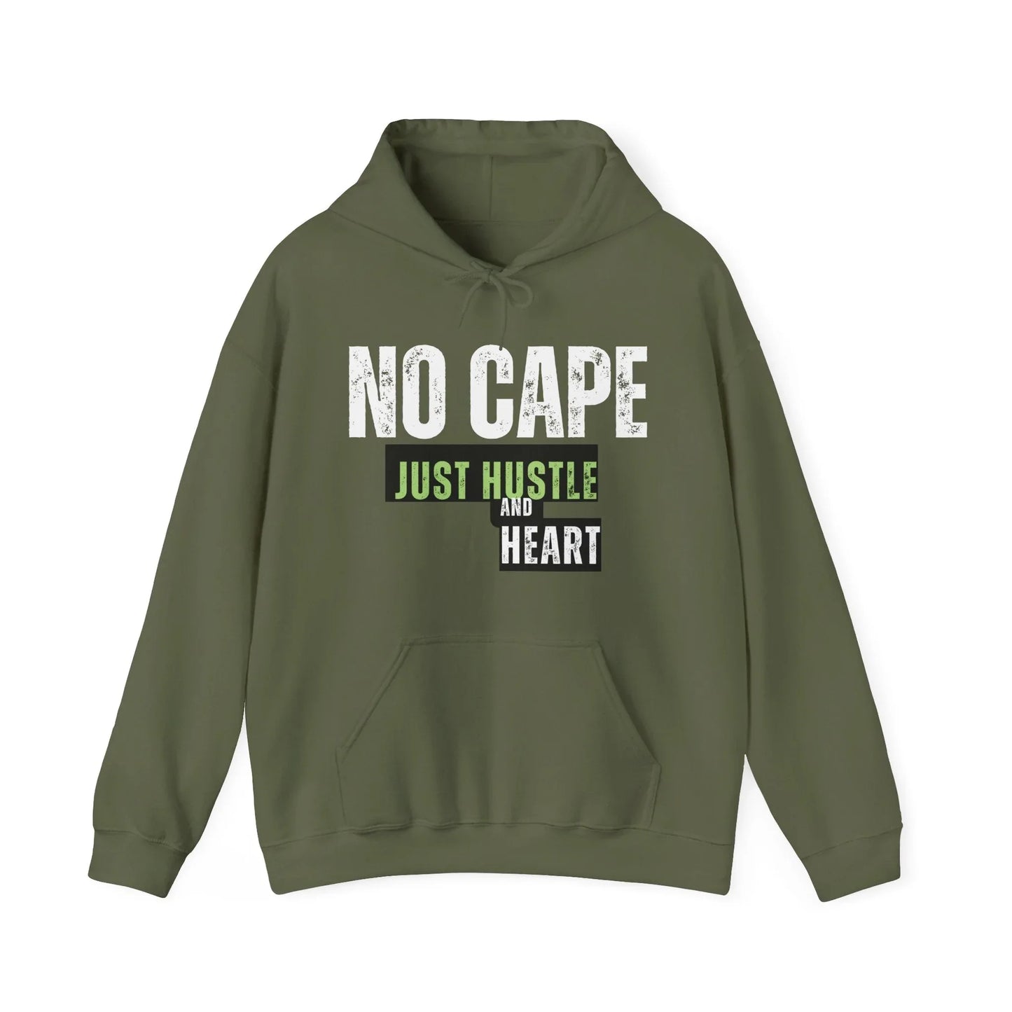 Hoodie — “Just Hustle and Heart” Motivational Pullover Printify
