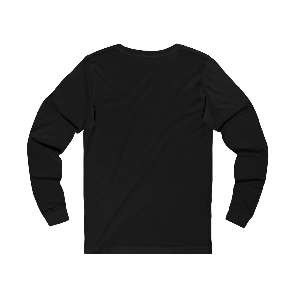 Black long-sleeve shirt, back view.